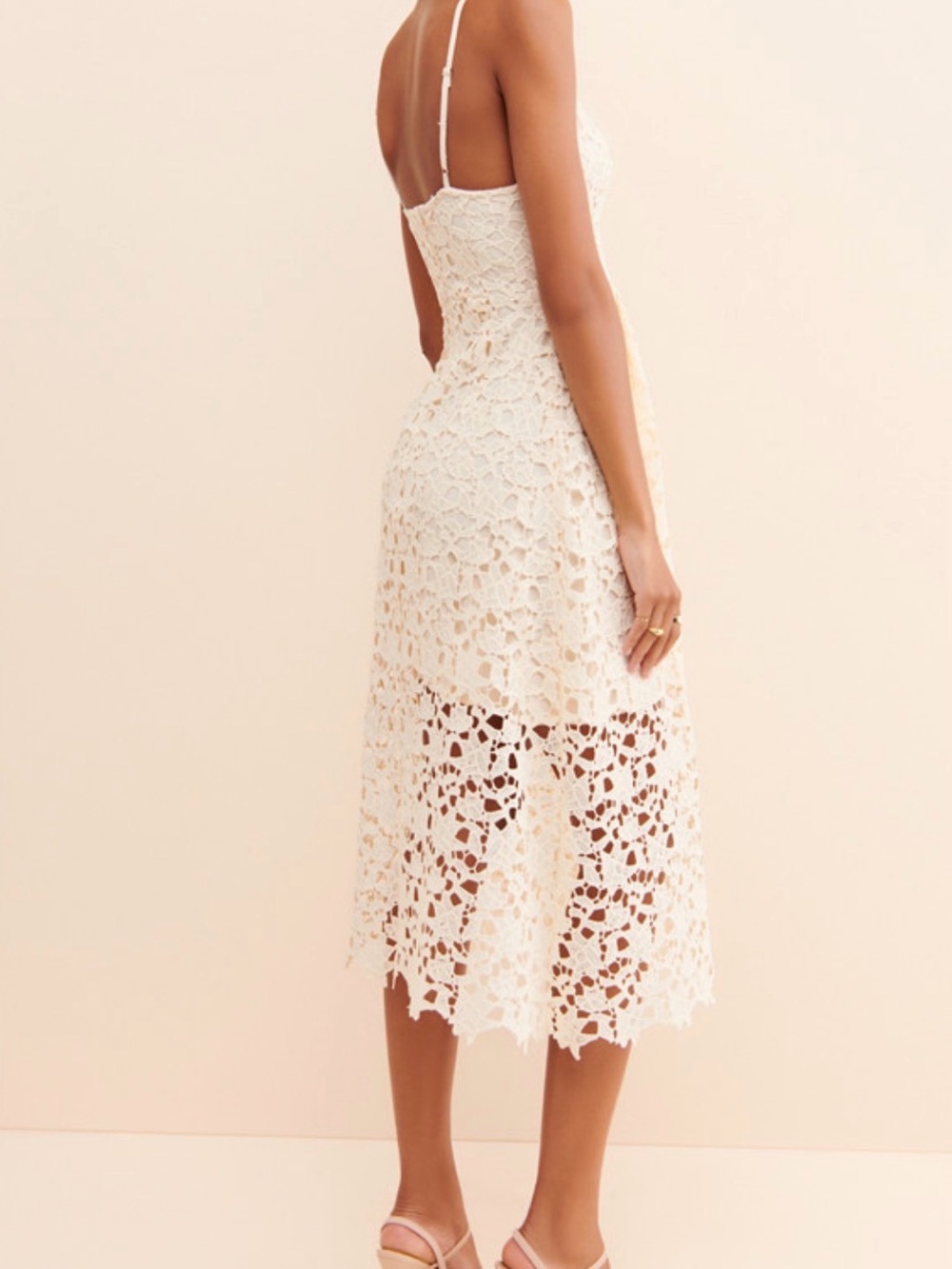 Astr the Label Cream Lace Midi Dress with Spaghetti Straps Medium - Picture 3 of 11